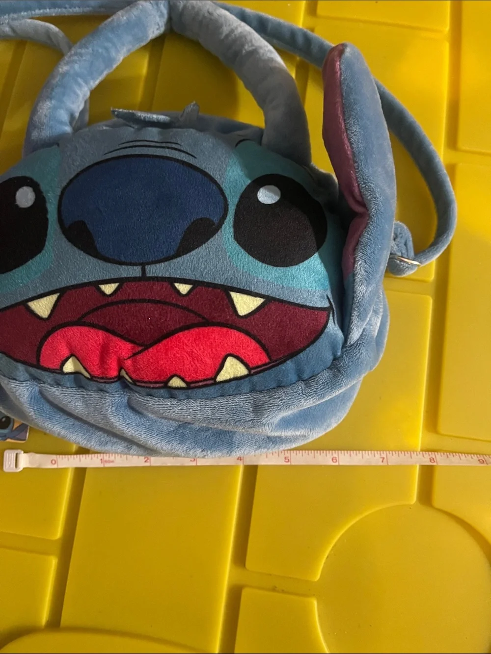 Disney Blue Stitch Plush Crossbody Bag with Pink Ear Accents